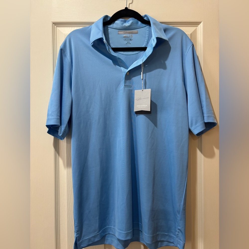 Greg Norman Collection Light Blue Striped Polo Shirt